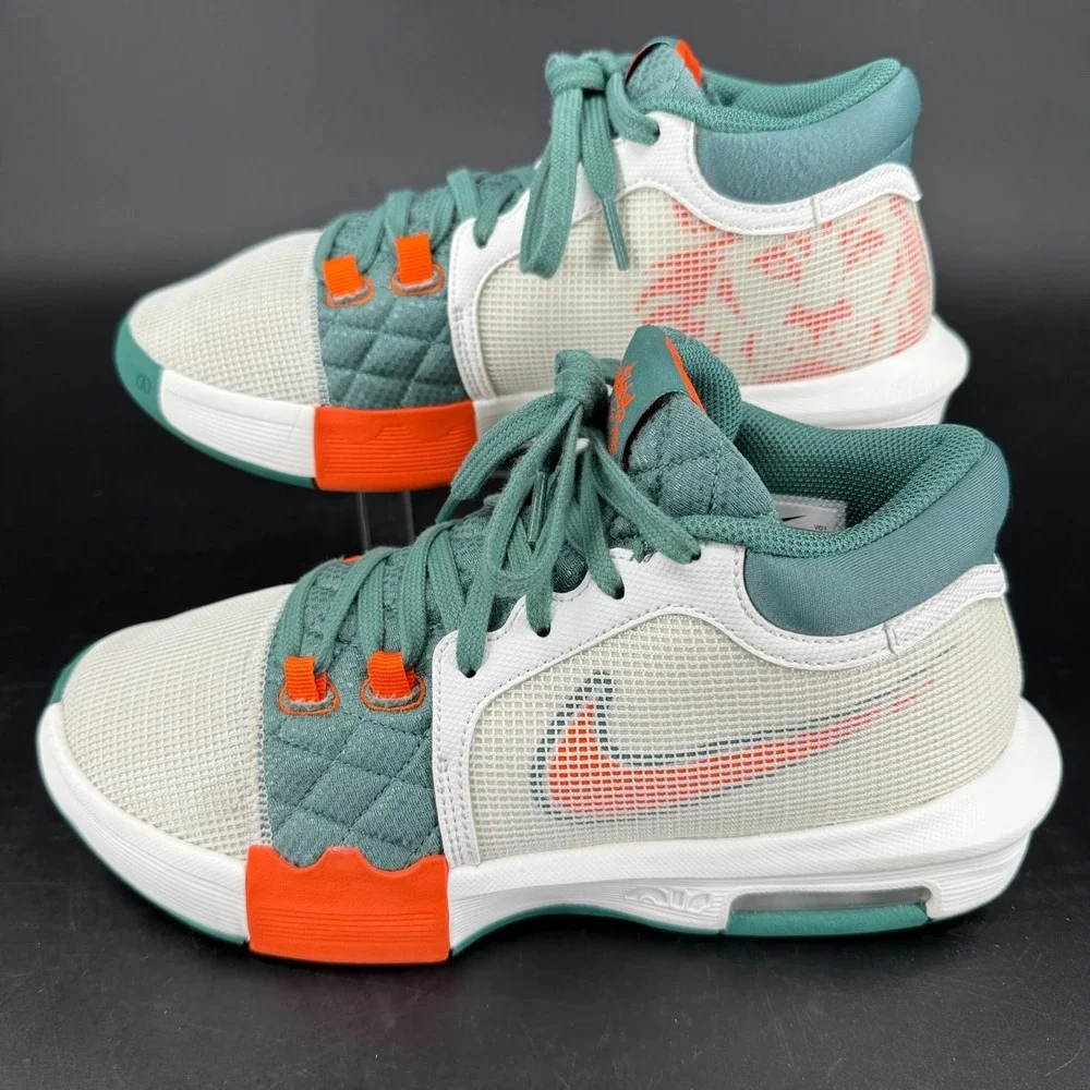 Nike Lebron Witness 8 Basketball Shoes MENS‎ Teal Orange Lace Up Sneakers 7.5
